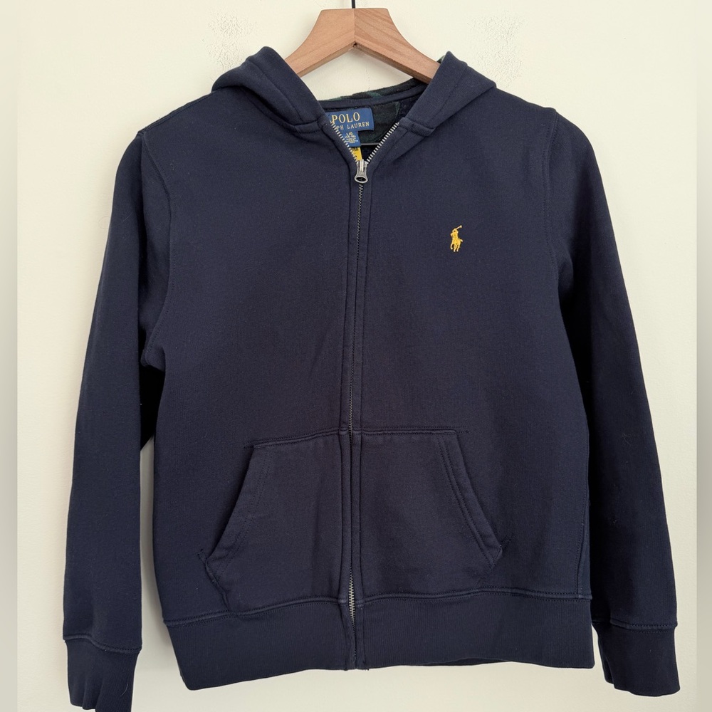 Polo Ralph Lauren boys navy blue full zip hoodie L 14-16